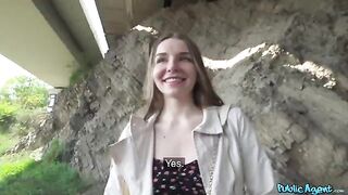 A shy girl agreed to fuck with me outdoors for money