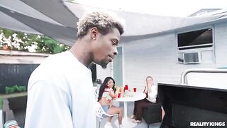 Outdoor BBQ sex party with a big black cock