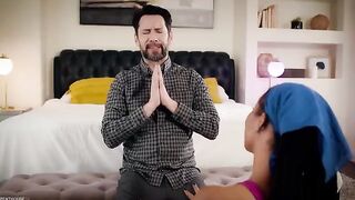 Stepdad caught Kira Noir in the act and got her wet