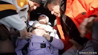 Outdoor sex with a girl making snow angel and more