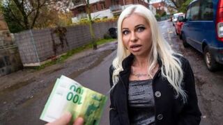 Blonde MILF is getting fucked for money on the street