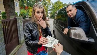 A whore gave her body for money in the car