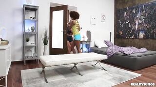 A girl is rubbing herself in the room with her roommate
