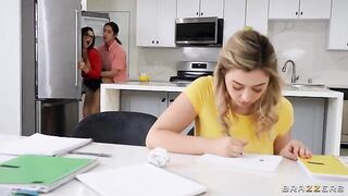 The tutor teaches nimble tips and big natural tits