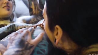 Two girls are having fun using a strapon, diving into intense anal action