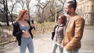 Two redheads have sex with each other and get cum in their boobs