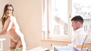 Busty boss Josephine calls employee with a big dick
