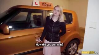 The big cock of the guy in pants was stretching huge tits of a blonde