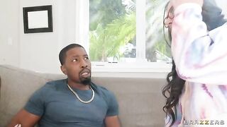 Two girlfriends are having fun with a black guy in an FFM scene