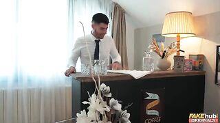 A man with a big cock fucks the sexy MILF and makes her swallow his cum