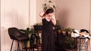 New and cute clothes try on with a beautiful woman