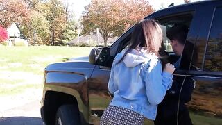 A hot girl got into a car with a driver who took her for a ride and fucked her hard