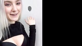Babe Eva Elfie got a huge cumshot through the glory hole