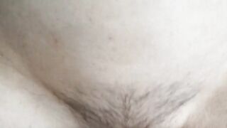 Skinny MILF with hairy pussy rides my cock till cumshot