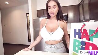 Busty stepmom Victoria June gives her stepson a birthday present