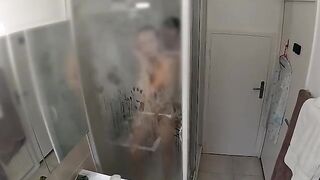 She didn’t let him wash in peace, turning the shower into a playground