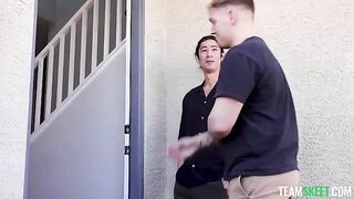 Two girlfriends cheerfully fucked by their friend