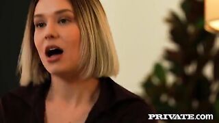 Girl in a double pleasure mode, enjoying herself with two partners