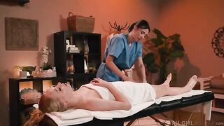 How about an erotic massage? A sensual lesbian experience with oil