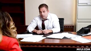 A sexy MILF is fucking with her subordinate in the office