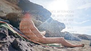 Two hot girls got caught by a guy wanking on the nude beach
