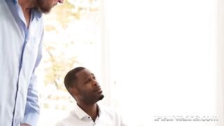 A girl is having sex with two guys at the same time