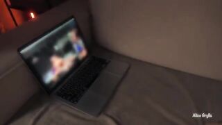 Babe gets so horny from watching porn on Pornhub that she fucks me