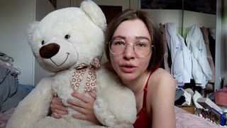 A young woman has a best friend in the form of a cute teddy bear