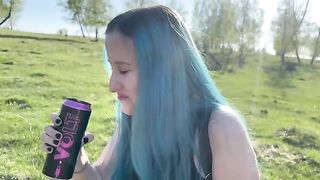 A cute girl met her classmate and they got intimate outdoors