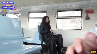 Girl blew a stranger's cock on the train