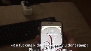 The girl caresses her boyfriend’s cock with the whole mouth