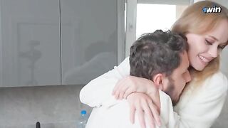 The housewife is very excited and wants to feel the plumber’s cock in her mouth