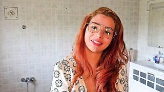 The man licks the pussy of the sexy red-haired beauty