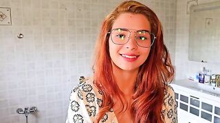 The man licks the pussy of the sexy red-haired beauty