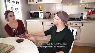 A man surprised his girlfriend in the kitchen with a special gift