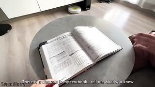 A cute girl is learning anatomy through a passionate and rough session