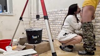 The guest worker got fucked by a sexy hostess while her husband was away