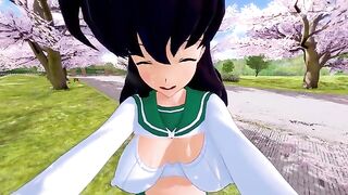 Kagome got banged and received a cumshot on her face