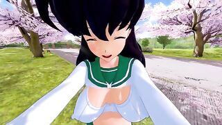 Kagome got banged and received a cumshot on her face