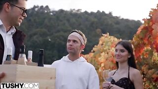 Stunning Stefany gets her asshole gapped by two cocks on holiday in this sizzling TUSHY scene