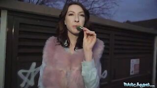 Public agent paid slim babe Chanel Kiss to fuck on camera