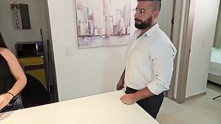 The Colombian housekeeper got fucked by the owner of the house