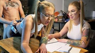 The girl is fucking with her teacher to get a good mark