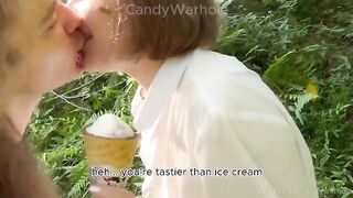 Don't lick the ice cream, suck my dick instead, a playful and daring challenge!