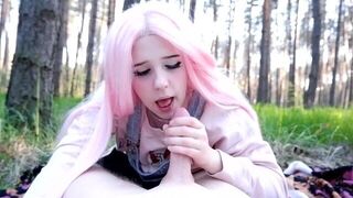 Her mouth is always ready for cock, even in public!