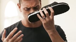 The girl knows how to make a stunning blowjob and look soulfully
