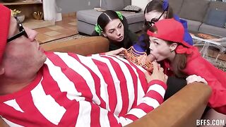 My eyes are darting around from the choice of pussies - Group sex on the couch