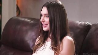 It is not difficult to achieve harmony in sex, especially with a stunning brunette who knows how to please with her beautiful tits and skillful moves on the couch