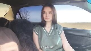 A cute girl played with her tongue and got a cum shot in her mouth