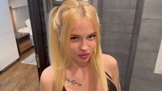 A juicy blonde is doing the honorable thing for her stepsbrother